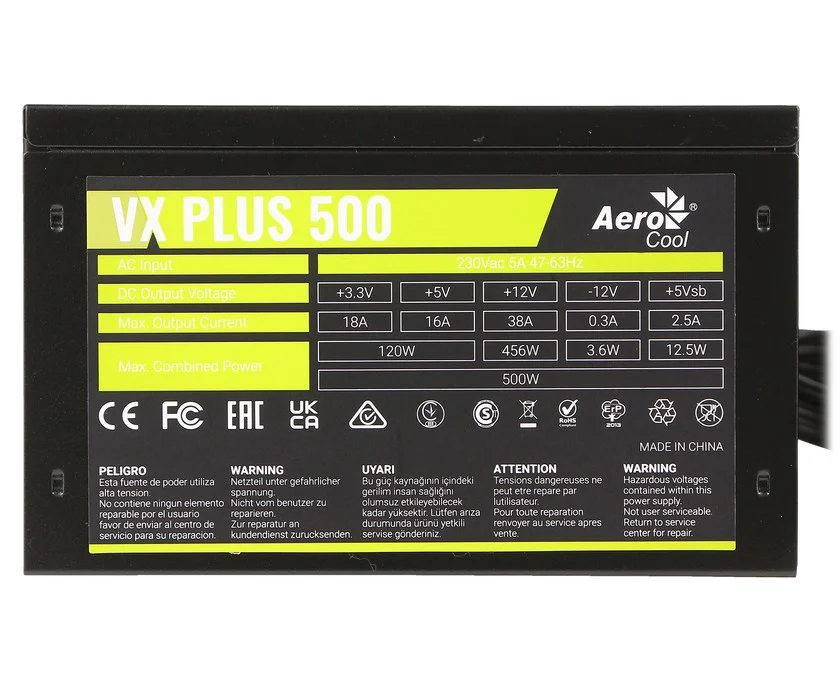 Блок питания AeroCool VX Plus Stealth 500 500W
