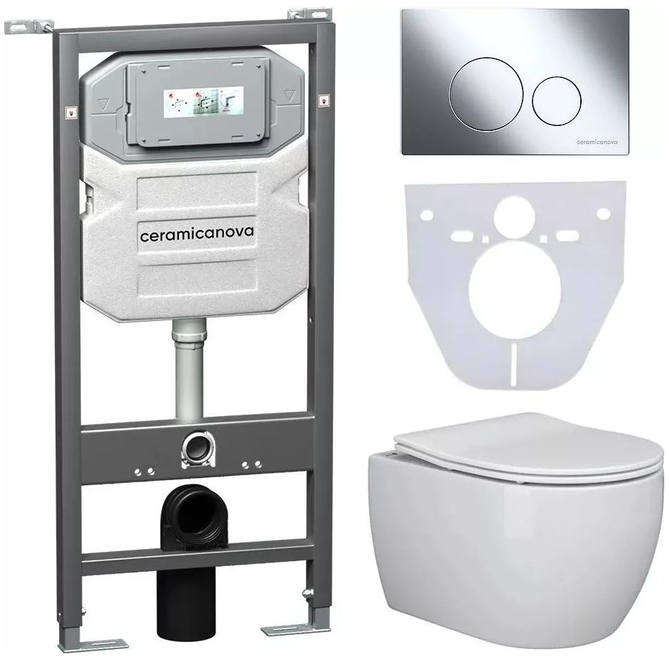 Унитаз Ceramicanova CN3001_1001CH_1000 с инсталляцией белый