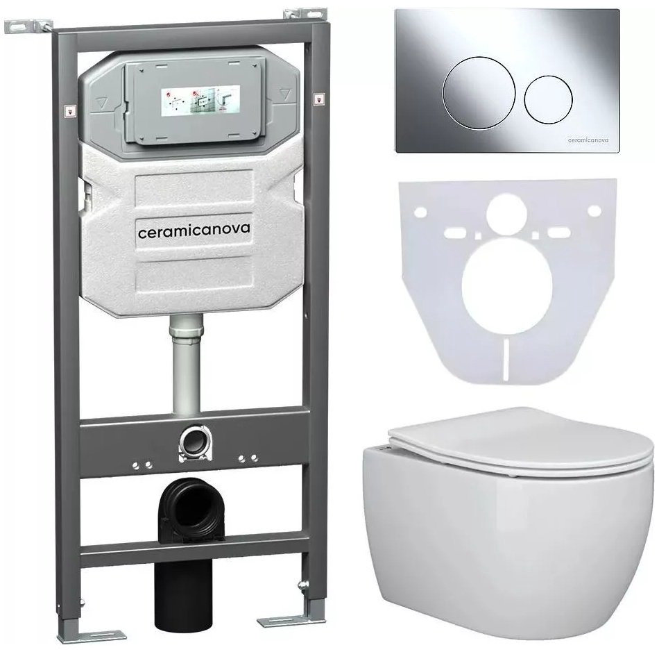 Унитаз Ceramicanova CN3001_1001CH_1000 с инсталляцией белый купить,556901