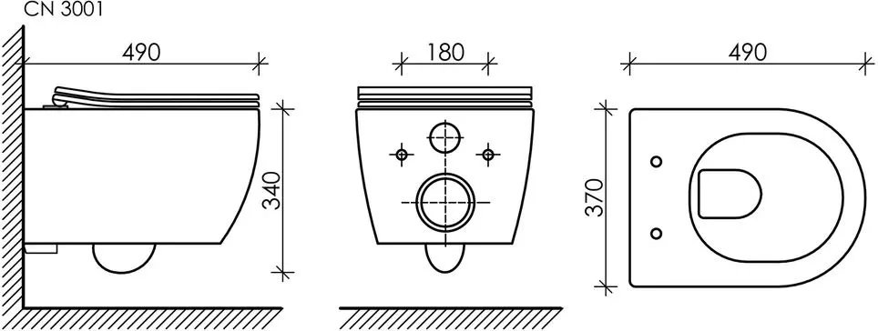 Унитаз Ceramicanova CN3001_1001CH_1000 с инсталляцией белый