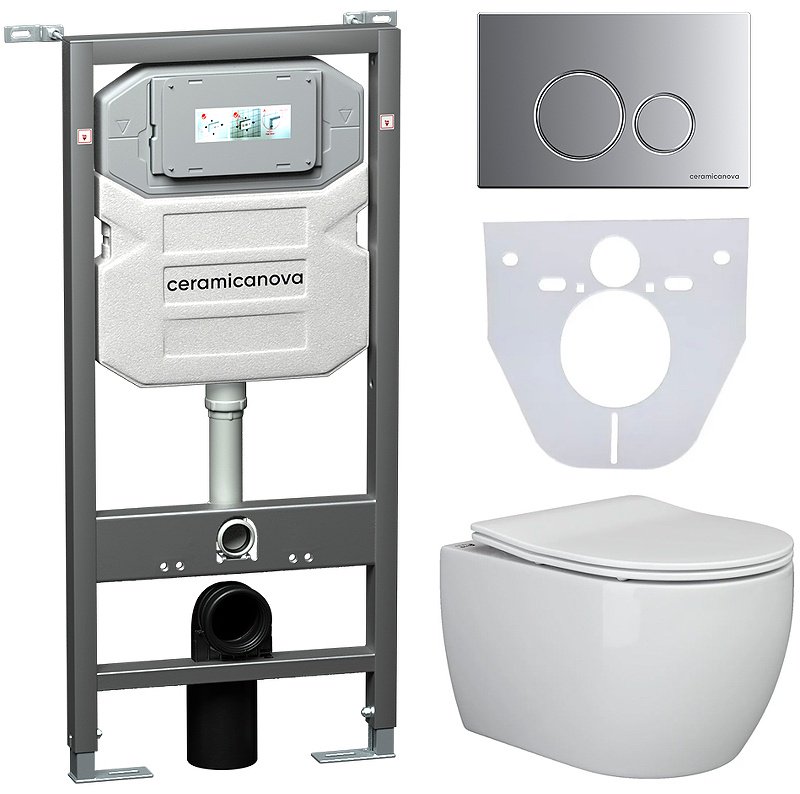 Унитаз Ceramicanova CN3001_1001M_1000 с инсталляцией белый