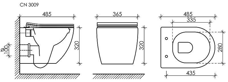 Унитаз Ceramicanova CN3009_1001CH_1000 с инсталляцией белый купить,544464