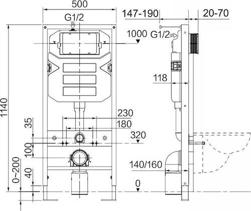 Унитаз CN3009_1002W_1000 с инсталляцией белый купить,NaN