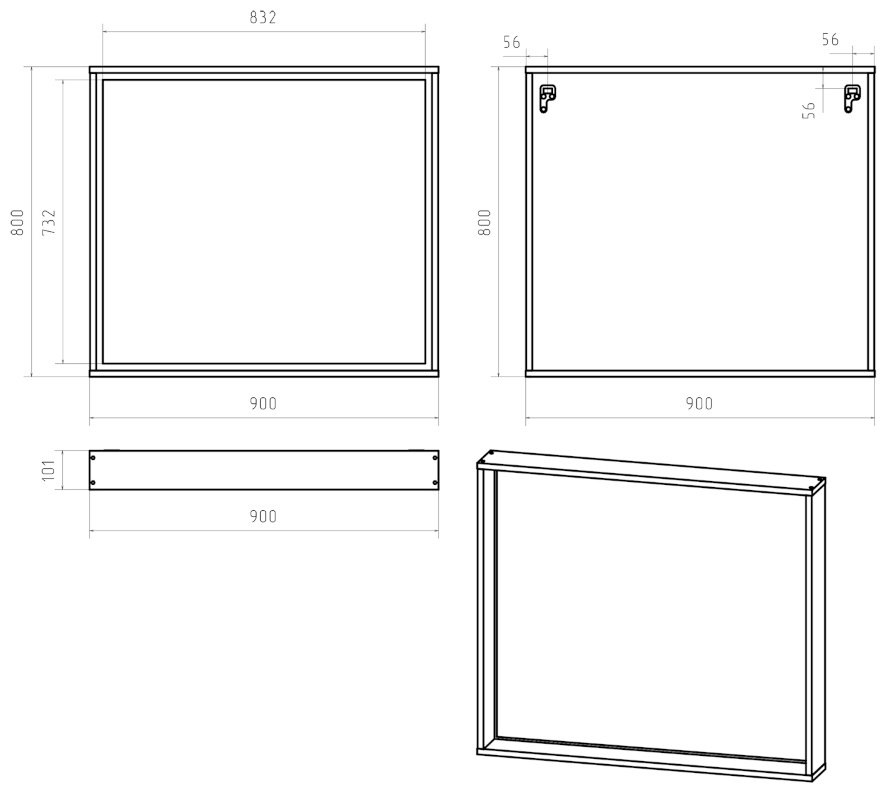 Зеркало настенное Brevita 90x80 см купить,0
