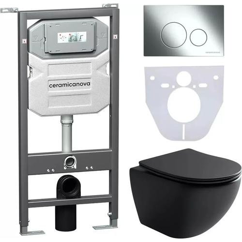 Унитаз Ceramicanova CN4002MB_1001CH_1000 с инсталляцией черный купить,683500