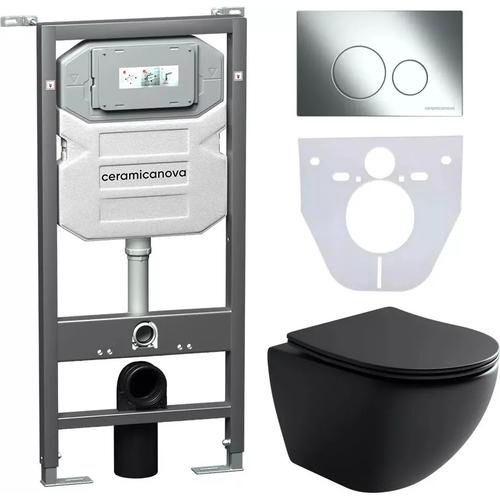 Унитаз Ceramicanova CN4002MB_1001CH_1000 с инсталляцией черный купить,683500