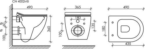 Унитаз Ceramicanova CN4002MB_1001CH_1000 с инсталляцией черный купить,683500