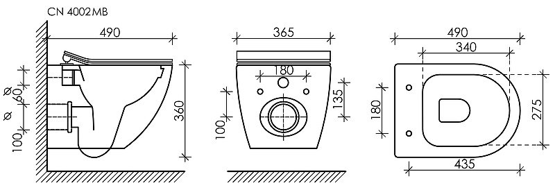 Унитаз Ceramicanova CN4002MB_1001M_1000 с инсталляцией черный купить,683500