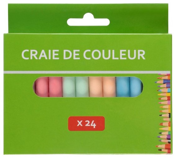 Мел школьный цветной, 6 цветов, круглый беспыльный, 24 штуки, в картонной коробке купить,NaN