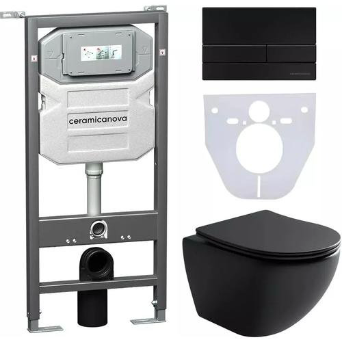 Унитаз Ceramicanova CN4002MB_1002B_1000 с инсталляцией черный купить,683500