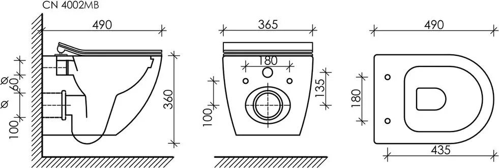 Унитаз Ceramicanova CN4002MB_1002CH_1000 с инсталляцией черный купить,683500