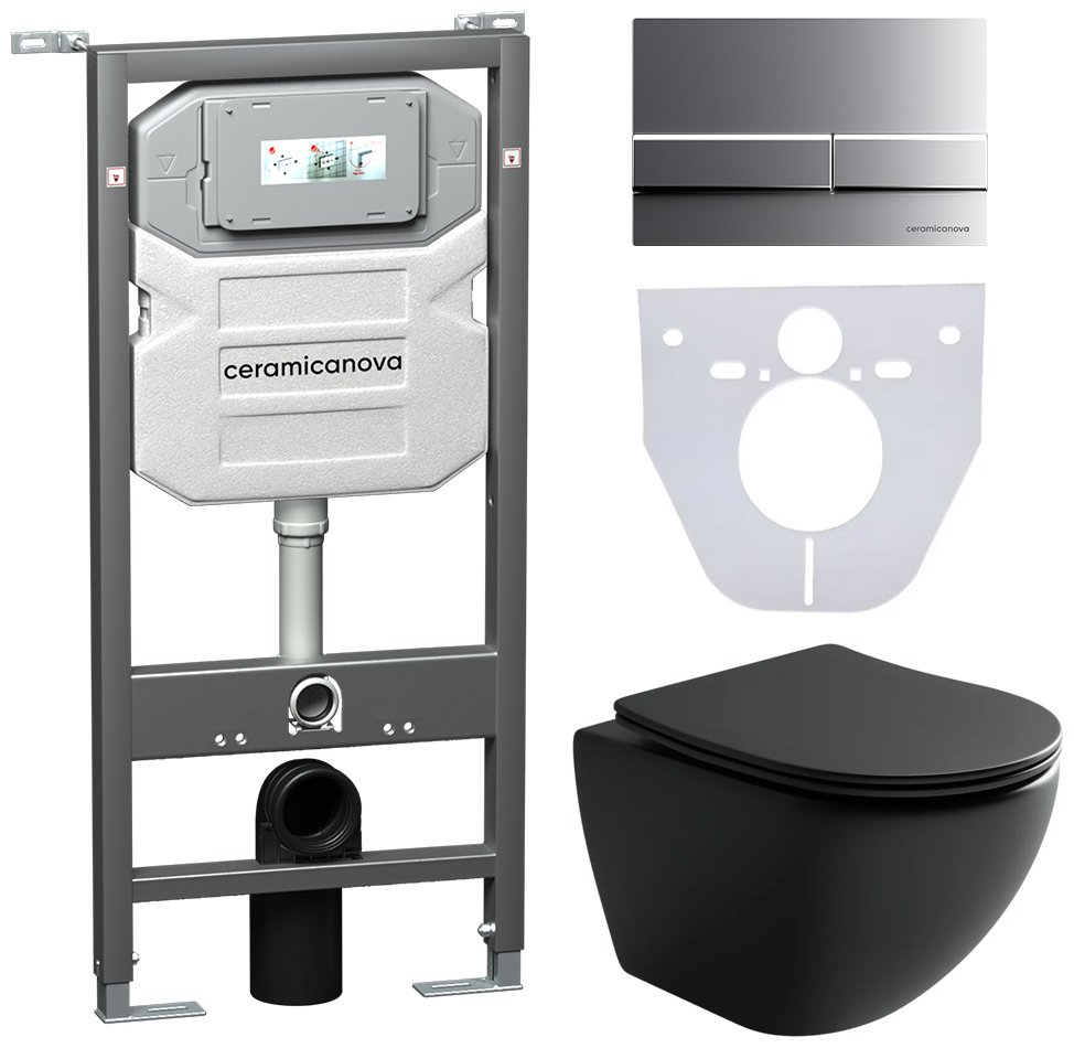 Унитаз Ceramicanova CN4002MB_1002M_1000 с инсталляцией черный