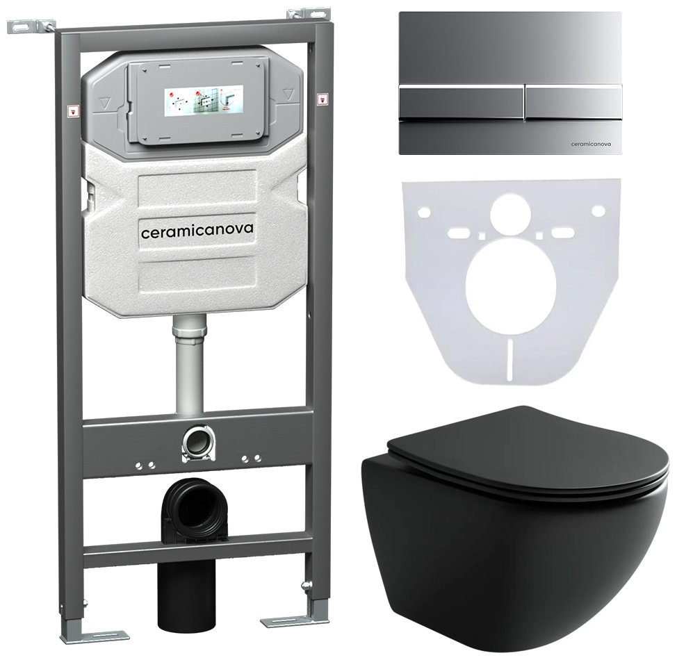 Унитаз Ceramicanova CN4002MB_1002M_1000 с инсталляцией черный купить,NaN