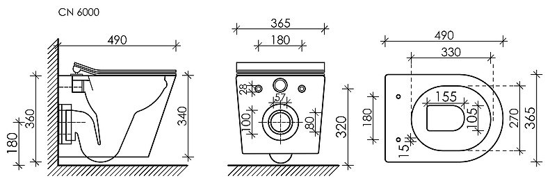 Ceramicanova унитаз с инсталляцией CN6000_1002B_1000, санфарфор - ForteMarket Ceramicanova унитаз с инсталляцией CN6000_1002B_1000, санфарфор купить,0