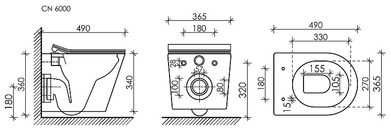 Унитаз Ceramicanova CN6000_1002B_1000 с инсталляцией белый купить,556901