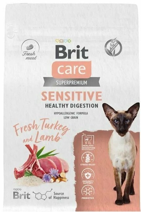 Корм Brit Care Sensitive Healthy Digestion при чувствительном пищеварении индейка, ягненок 0.4 кг