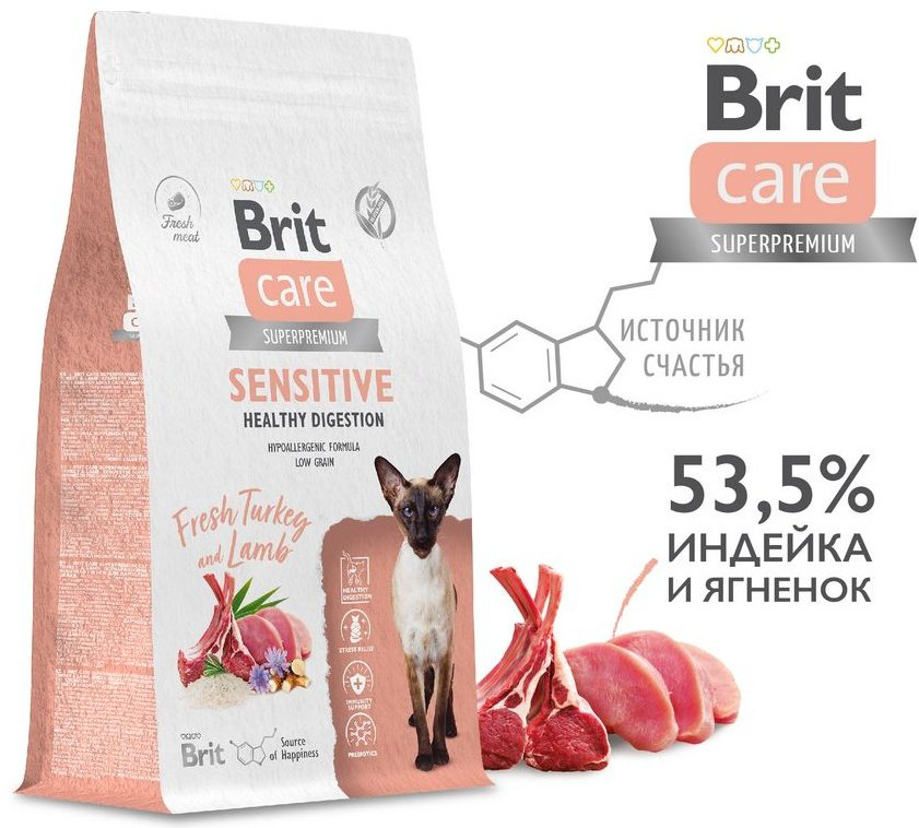Корм Brit Care Sensitive Healthy Digestion при чувствительном пищеварении индейка, ягненок 0.4 кг купить,NaN