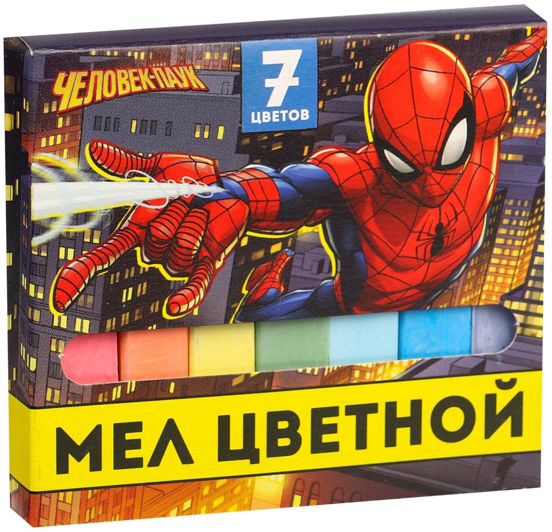 Мелки цветные школьные 7 шт., «Человек-паук» купить,NaN