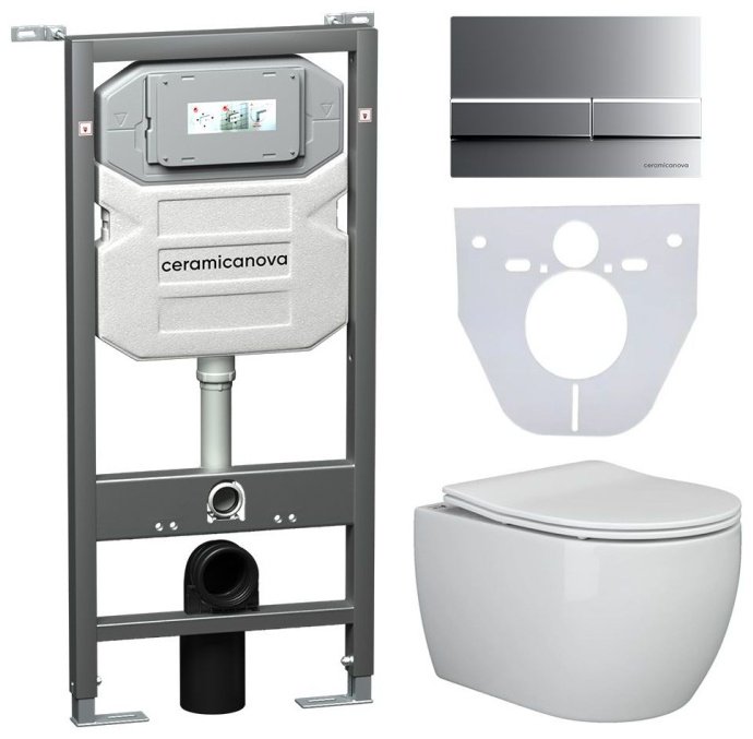 Ceramicanova унитаз с инсталляцией PLAY Rimless, санфарфор