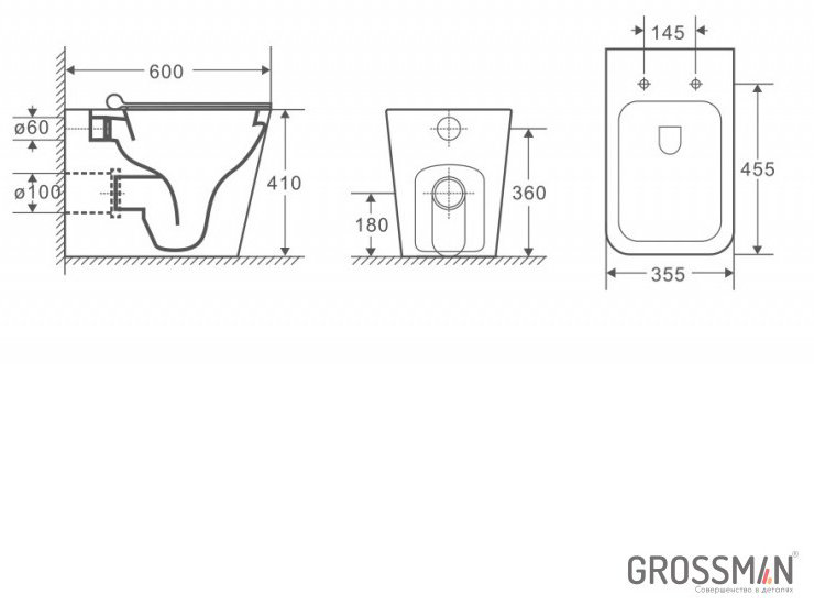 Унитаз Grossman GR-4414S с инсталляцией белый купить,NaN