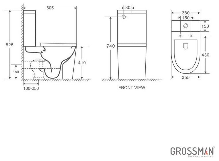 Grossman унитаз GR-4450SQ, санфаянс купить,0