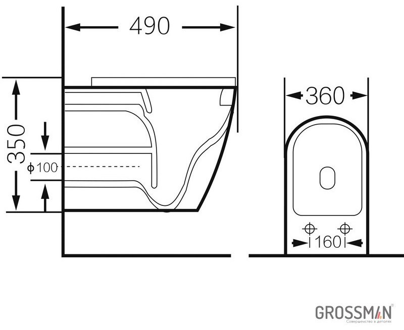 Унитаз Grossman GR-4455SWS серый купить,NaN