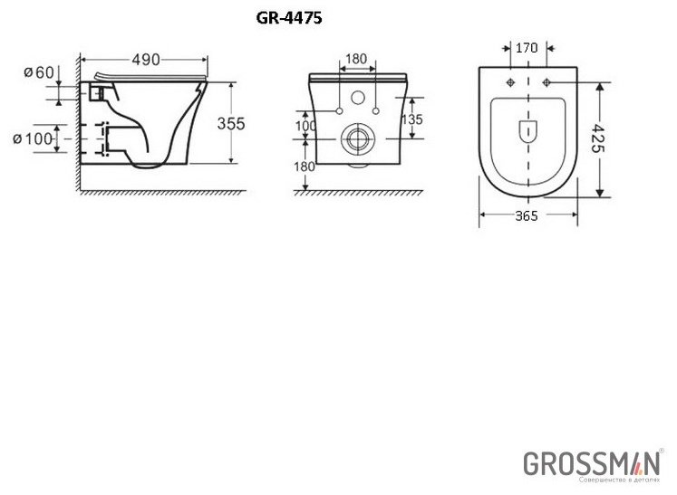 Унитаз Grossman GR-4475S Style белый