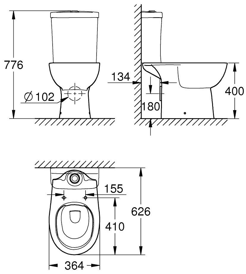 Grohe унитаз BAU CERAMIC 39349000, санкерамика купить,0