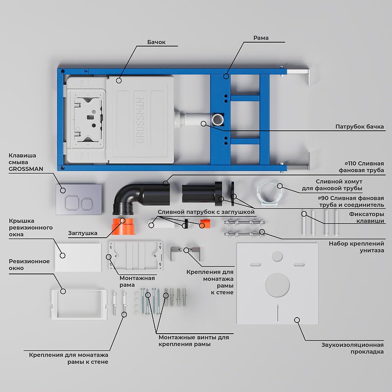 Grossman унитаз с инсталляцией GR-4497SQC , санфаянс - ForteMarket Grossman унитаз с инсталляцией GR-4497SQC , санфаянс купить,0