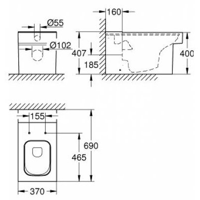 Grohe унитаз Cube Ceramic 3948400H, санфарфор купить,0