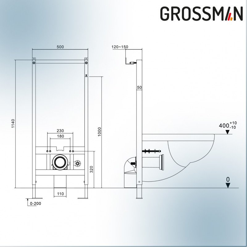 Унитаз Grossman GR-5701 smart с инсталляцией белый