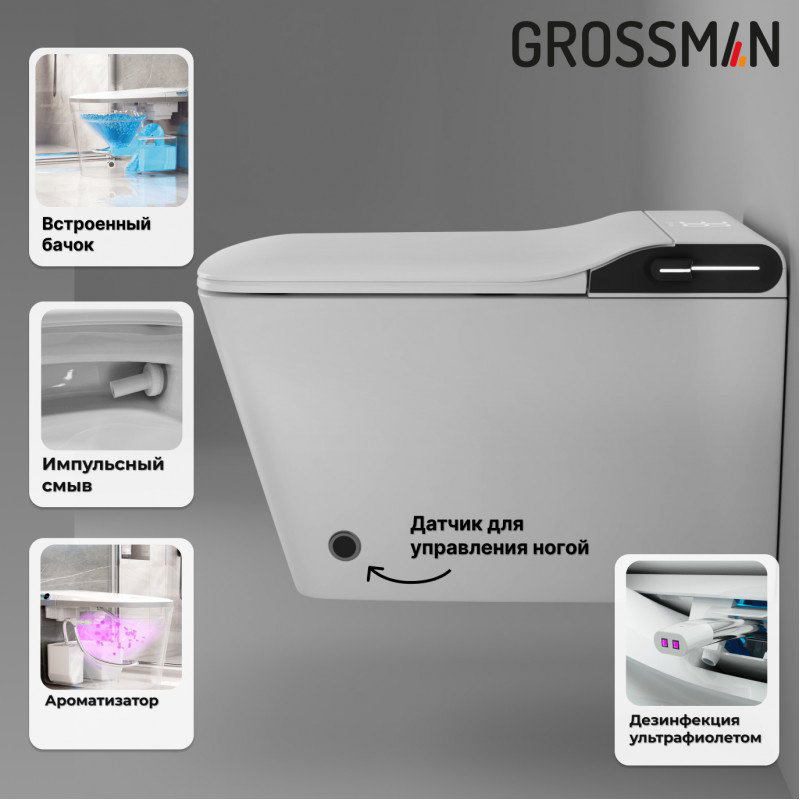Унитаз Grossman GR-5701 smart с инсталляцией белый купить,NaN