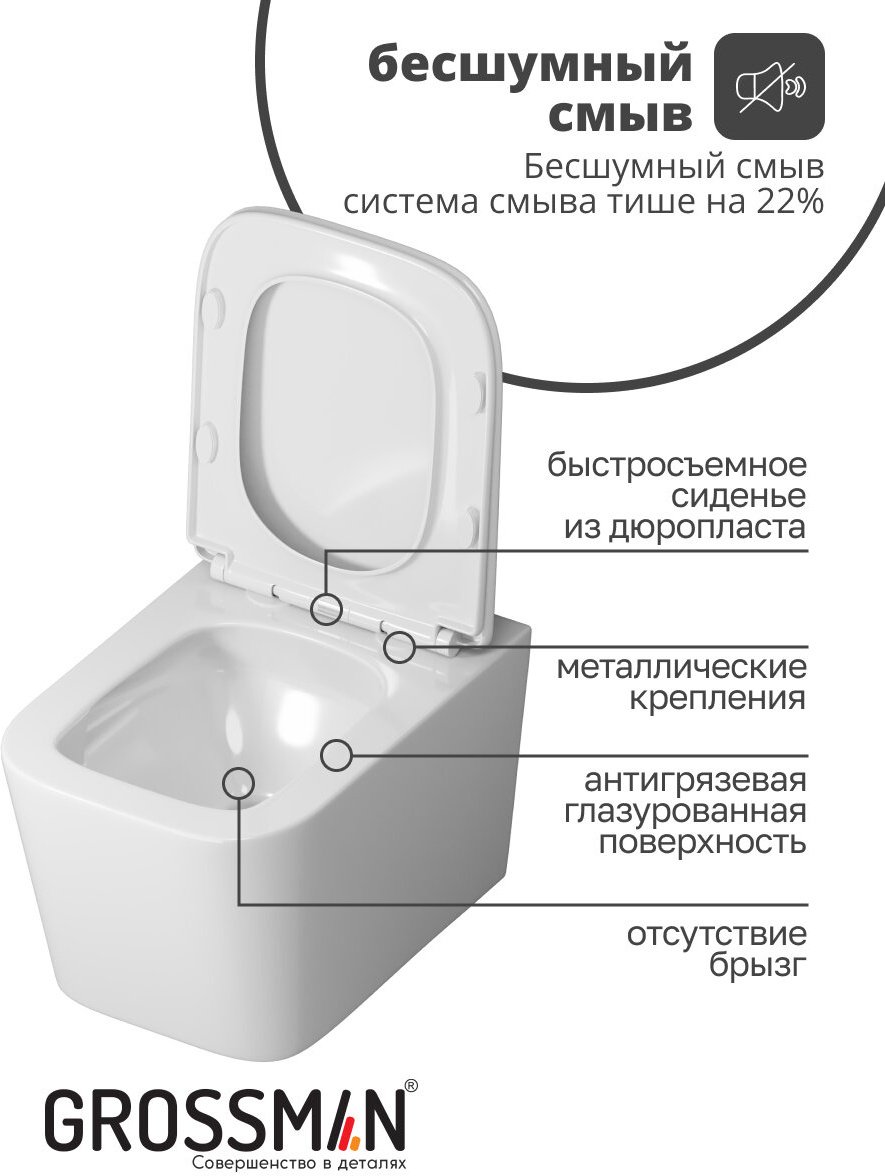 Унитаз Grossman GR-4404SQ белый купить,NaN