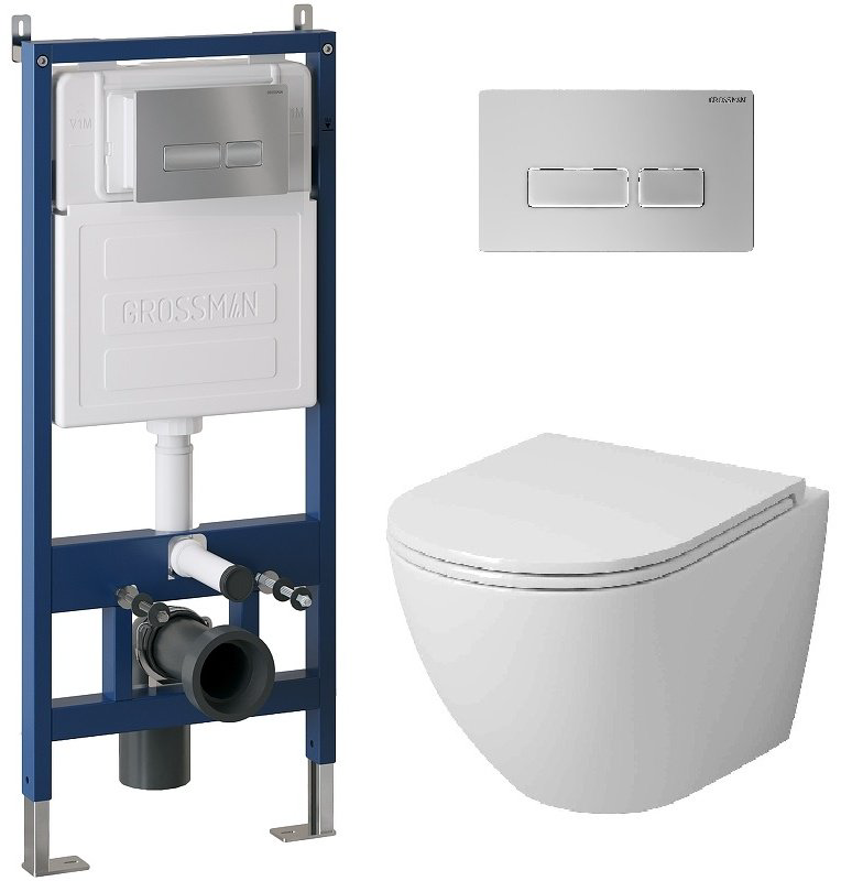 Унитаз Grossman GR-4455SQ с инсталляцией белый купить,NaN