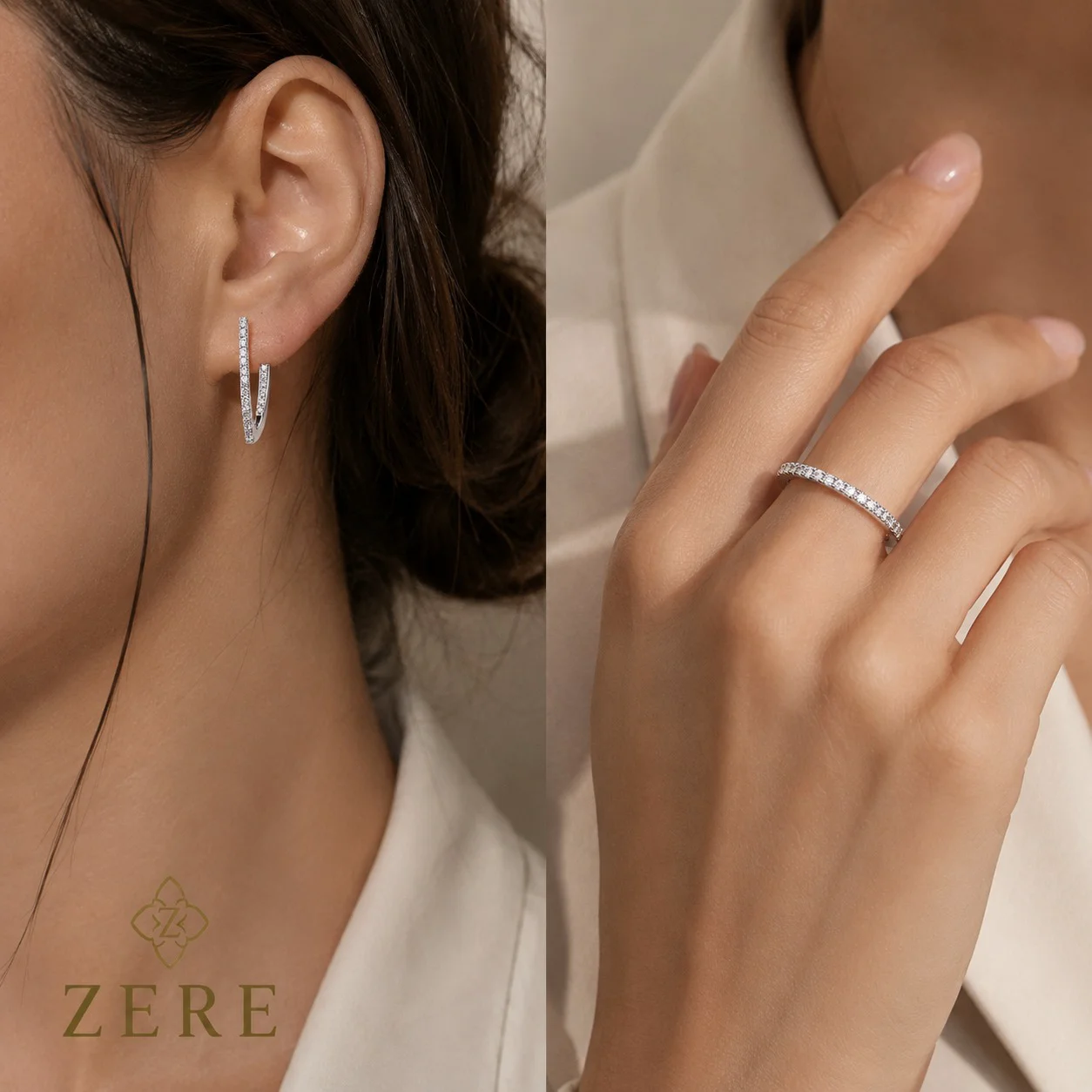 Комплект украшений Zere ZR070701 родированное серебро 10.2гр 18р купить,31750