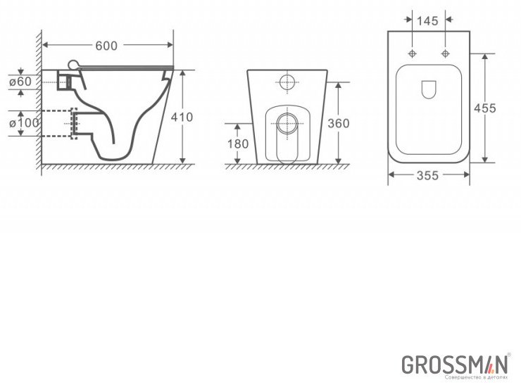Унитаз Grossman GR-4414S с инсталляцией белый купить,NaN