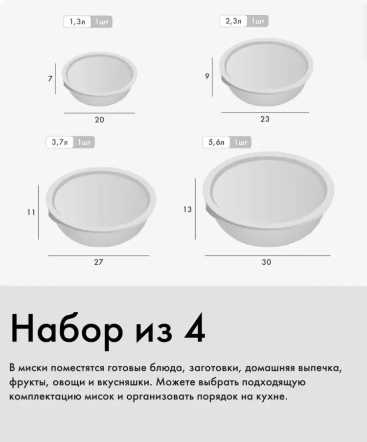 Набор мисок Альт-Пласт 30х13 см, полипропилен, 4 шт купить,NaN