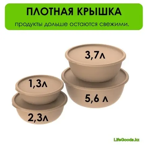 Набор мисок LifeGoods.kz 30х30 см, пластик, 4 шт купить,NaN