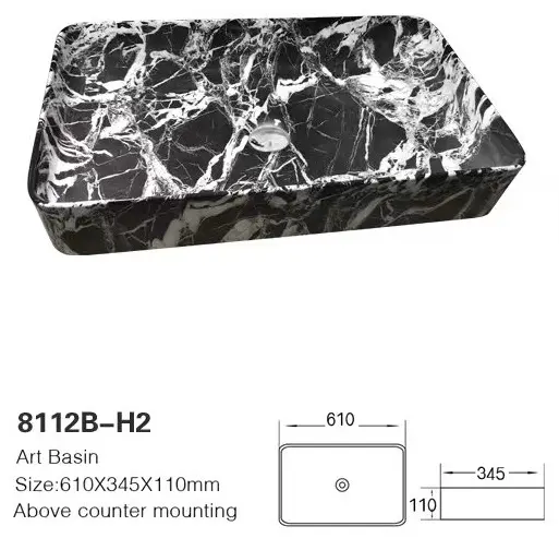 Раковина ALROSSA 8112B-H2 накладная прямоугольная 61х34.50 см, фаянс