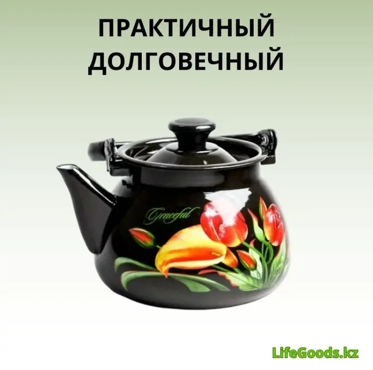 LifeGoods.kz чайник LG56201 3 л, эмалированная сталь