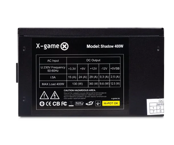 Блок питания X-Game Shadow 400W OEM