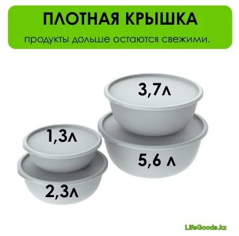 Набор мисок LifeGoods.kz 30х30 см, пластик, 4 шт купить,NaN