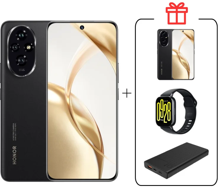 Смартфон Honor 200 5G 12/512GB черный + подарок купить,NaN