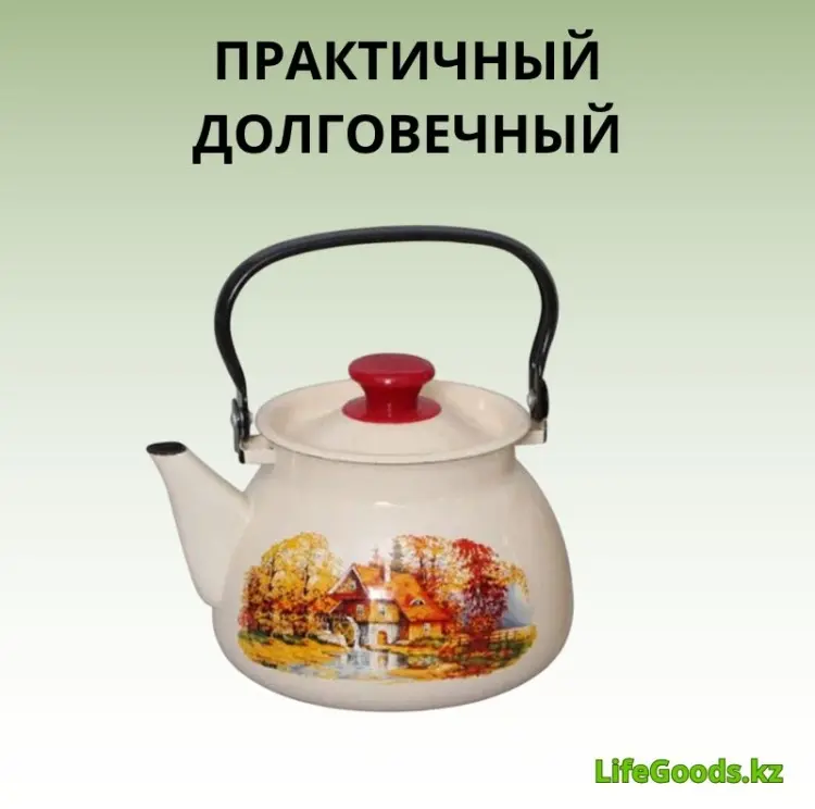LifeGoods.kz чайник LG56206 3 л, эмалированная сталь