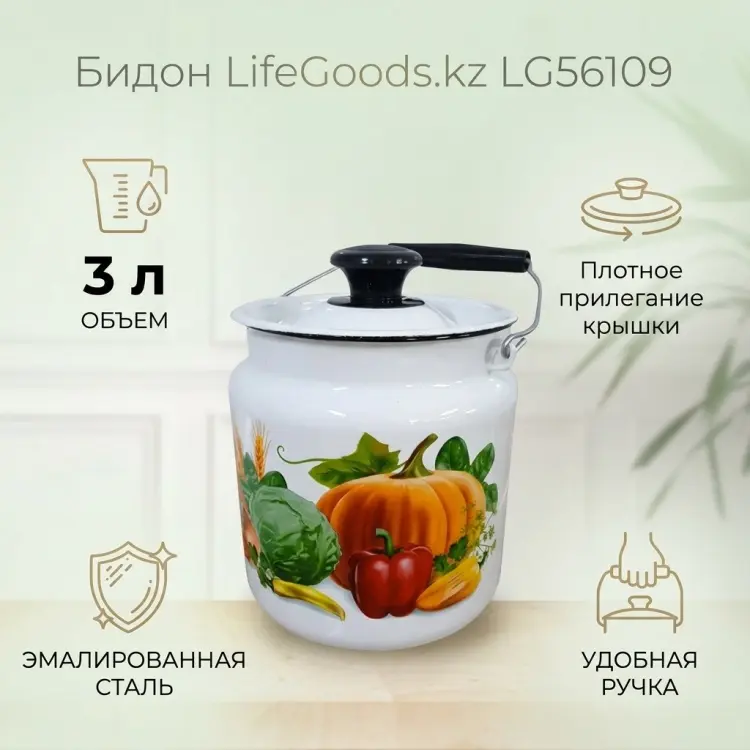 LifeGoods.kz бидон LG56109, эмалированная сталь купить,NaN