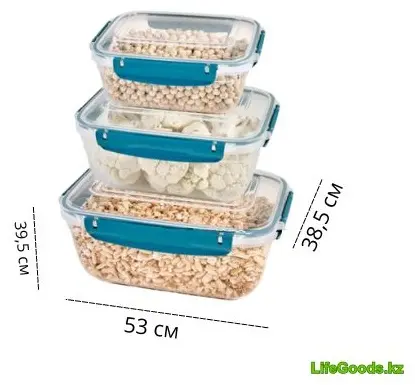 LifeGoods.kz контейнер LG49775 3 шт, пластик купить,NaN