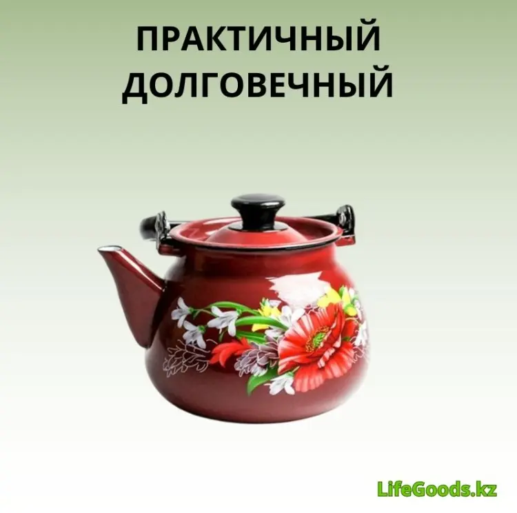 LifeGoods.kz чайник LG56207 3 л, эмалированная сталь