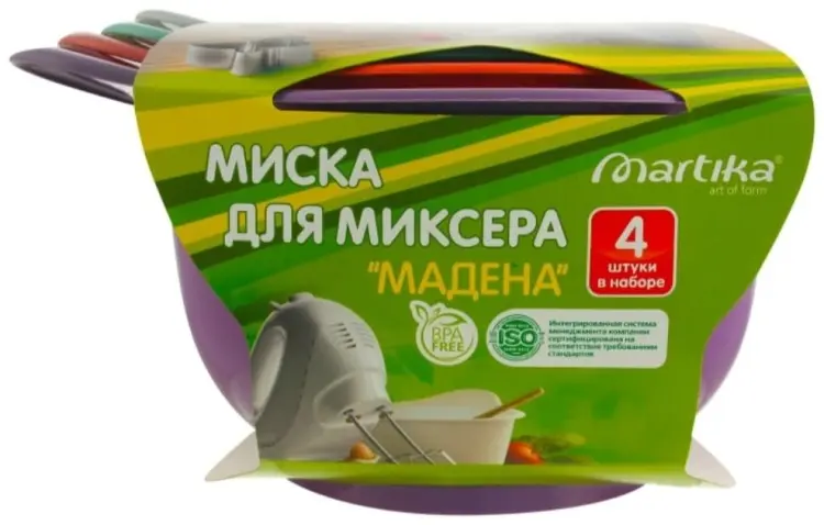 Миска Мартика 25.2х25.2 см, пластик, 4 шт купить,NaN