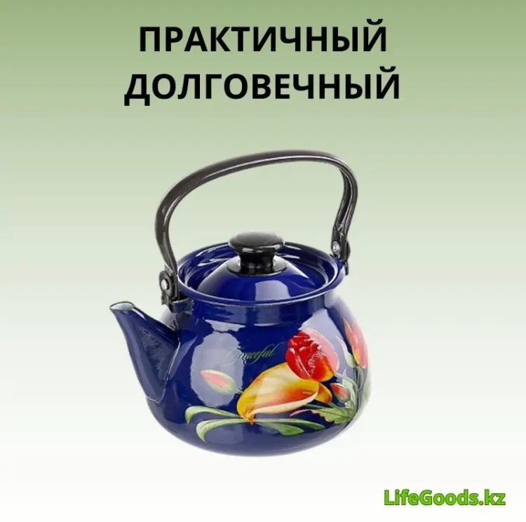 LifeGoods.kz чайник LG56196 3 л, эмалированная сталь