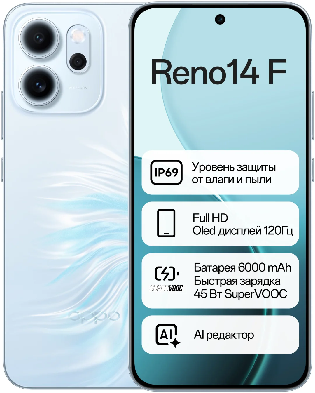 Смартфон Oppo Reno14 F 8/256GB голубой  купить,NaN